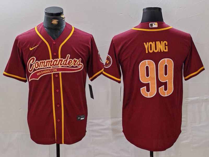 Men Washington Commanders #99 Young Red Joint Name 2024 Nike Limited NFL Jersey style 3->youth mlb jersey->Youth Jersey
